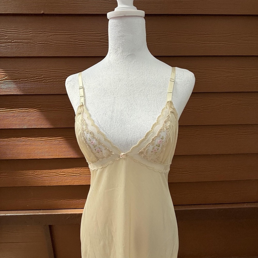 Vintage Henson Kickernick Slip Womens 34 Nylon Floral Lace Lingerie USA 80s